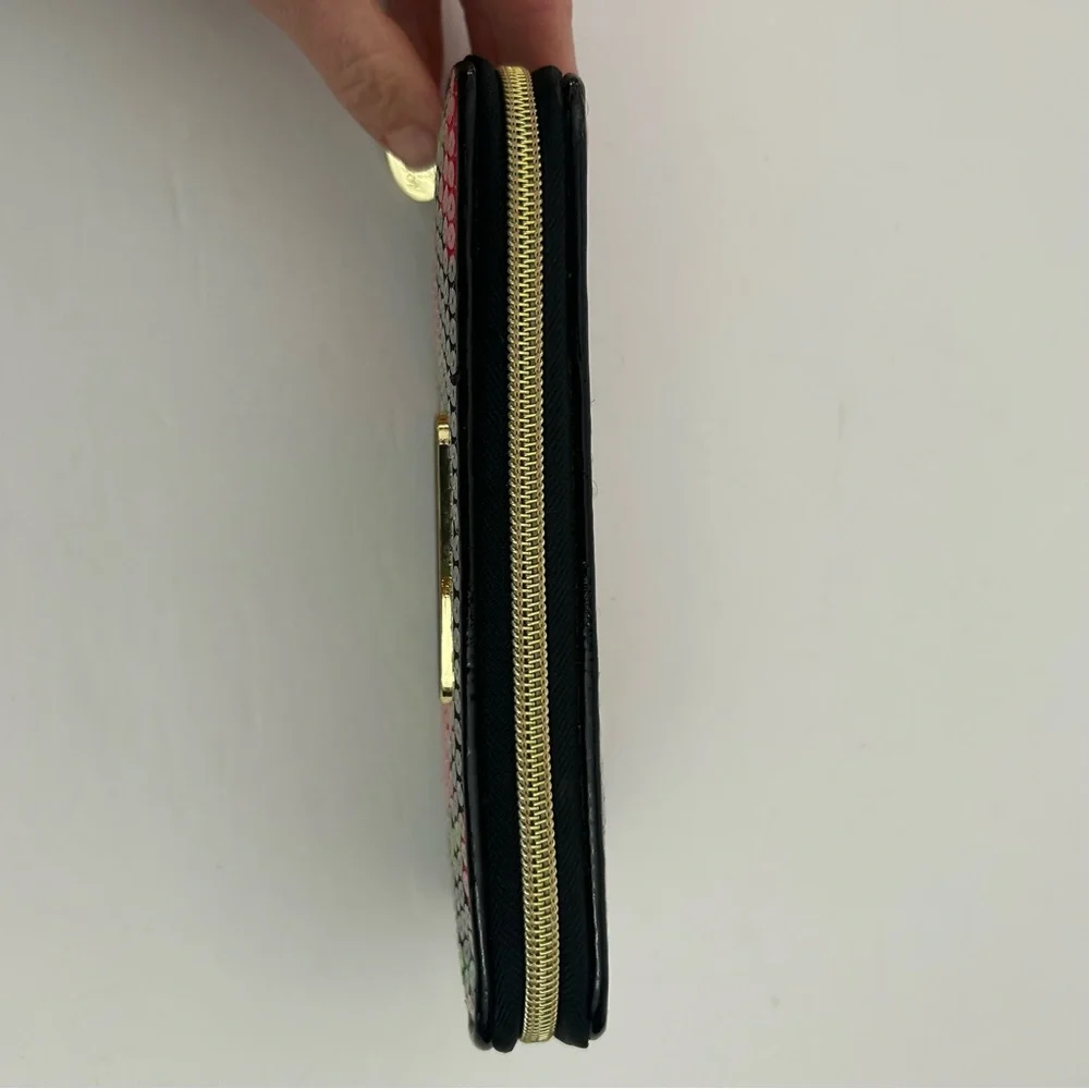 Betsey Johnson womens accordion zip around wallet rose sequins - Picture 4 of 8